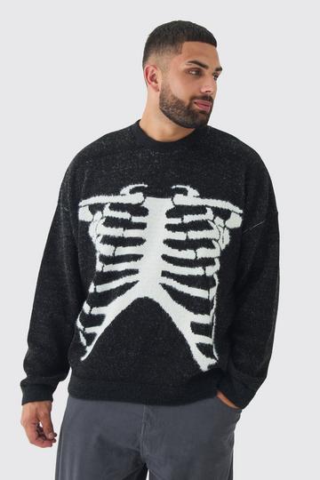 Plus Rib Cage Oversized Knitted Jumper black