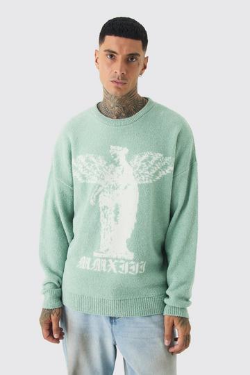 Sage Green Tall Boucle Knit Renaissance Crew Neck Jumper