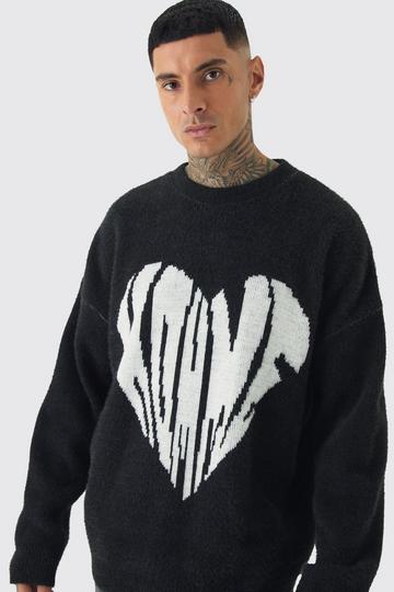 Black Tall Homme Oversized Fluffy Knitted Sweater