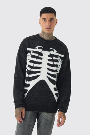 Black Tall Rib Cage Oversized Knitted Sweater