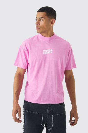 Oversized Extended Neck Washed Limited Edition T-Shirt pink