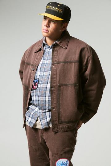 Plus Extreme Applique Oversized Denim Jacket brown