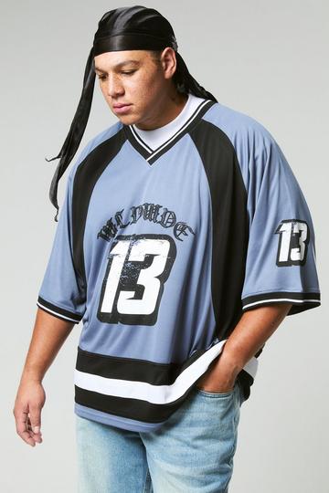 Plus Mesh Varsity Football Shirt blue