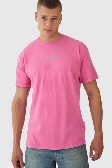 Oversized Washed Branded T-Shirt pink