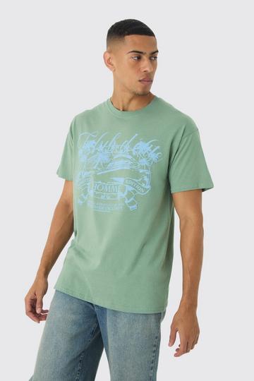 Sage Green Slim Club D'Elite Graphic T-Shirt