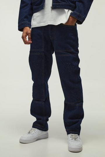 Straight Leg Smart Carpenter Embossed Jeans indigo