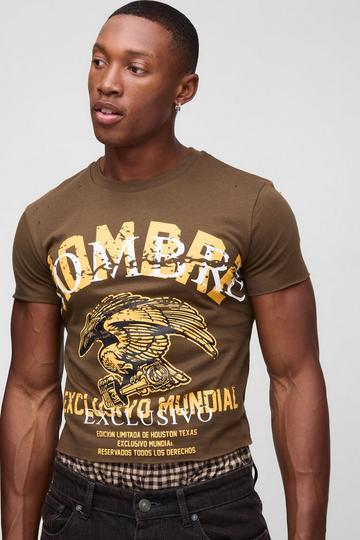 Gebleekt Homme Gekrompen Vogel T-Shirt Met Print brown