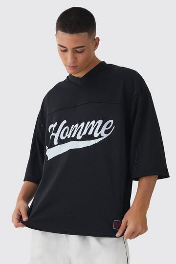 Oversized Homme Heavyweight Mesh Hockey Top black