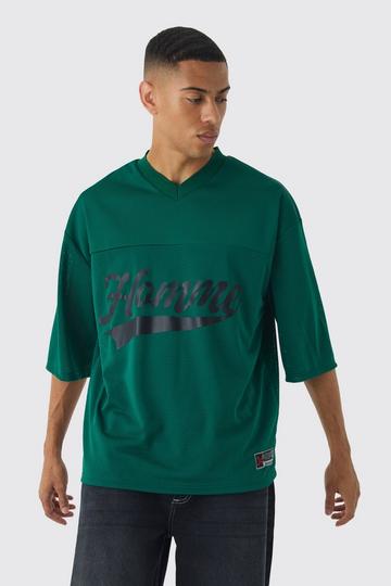 Oversized Homme Heavyweight Mesh Hockey Top forest