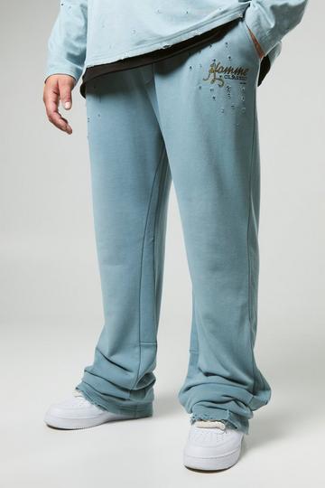 Plus Distressed Flared Joggers grey