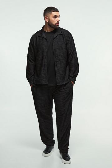 Plus Elevated Pleated Shirt and Straight Fit Trouser Set in Black black