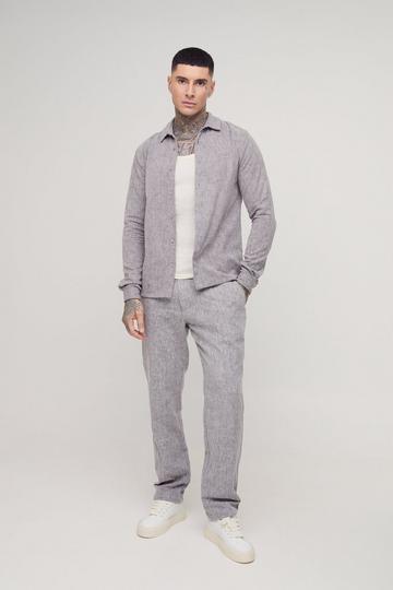 Tall Smart Straight Leg Textured Trousers grey