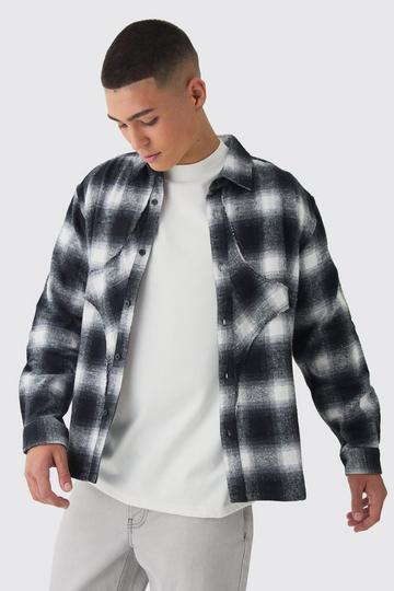 Black Oversized Star Applique Check Shirt