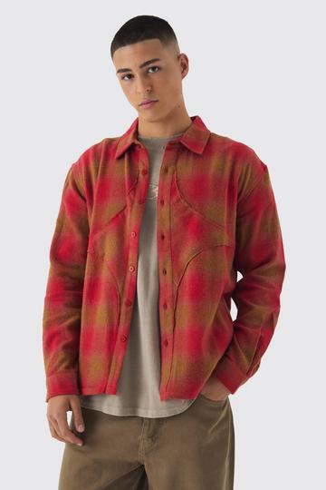 Red Oversized Star Applique Check Shirt