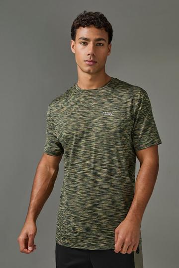 Khaki Man Active Lightweight Space Dye Marl Short Sleece T-shirt