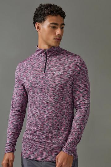 Man Active Lightweight Space Dye Marl 1/4 Zip Top multi