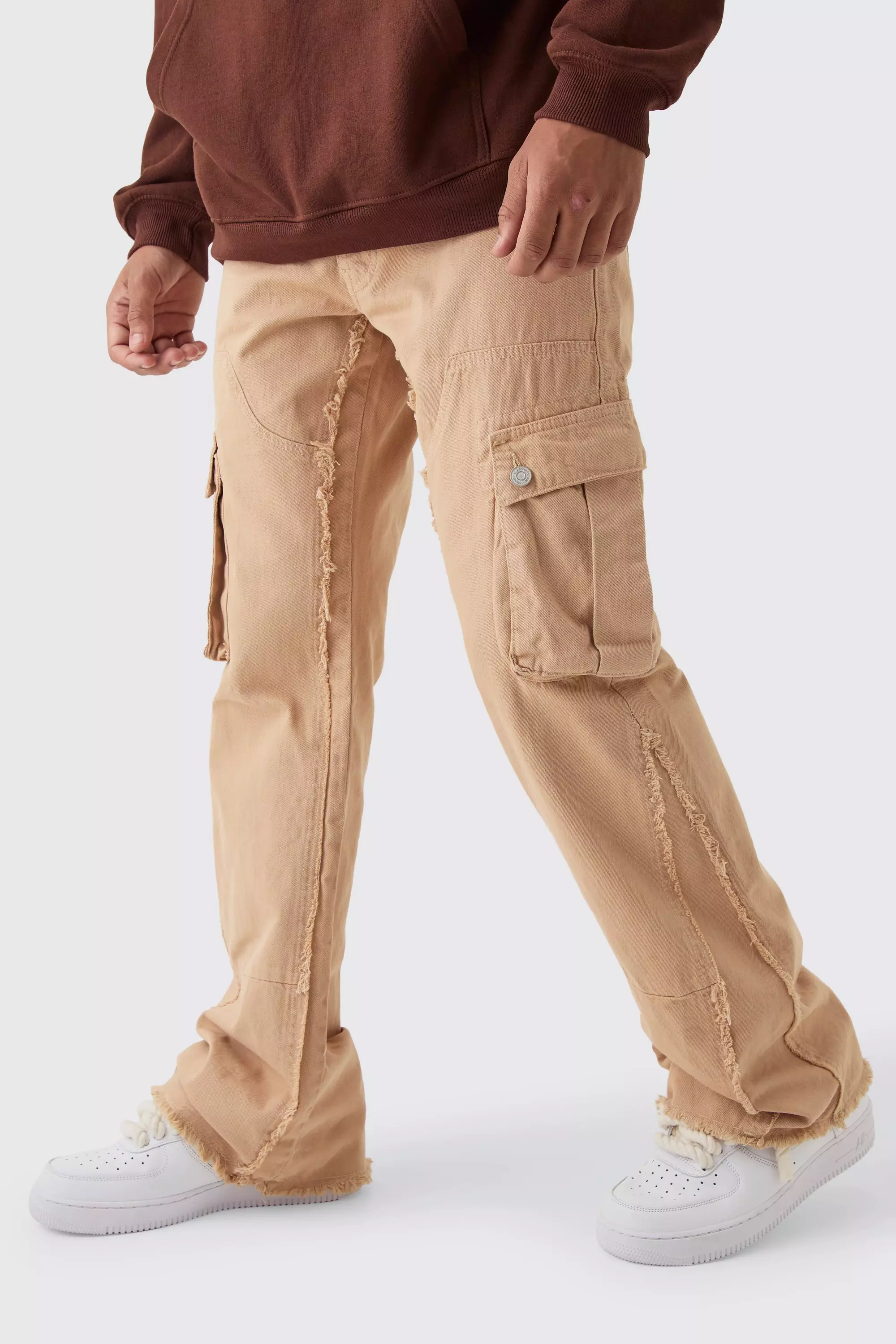 Relaxed Flared Ecru Carpenter Cargo Jeans alternative image