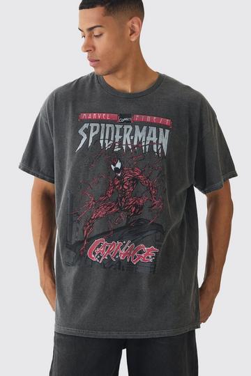 Oversized Spiderman Marvel Wash License Print T-Shirt charcoal