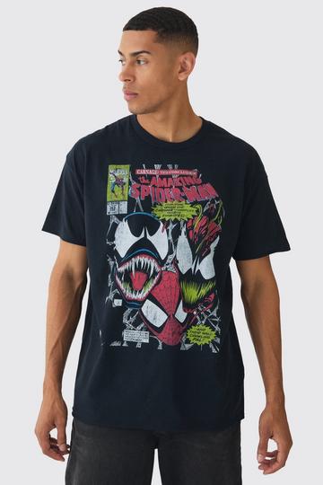 Oversized Spiderman Venom Marvel License Print T-Shirt black