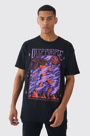 Oversized Deep Purple Band License Graphic T-Shirt black