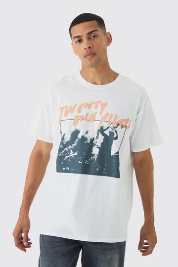 Oversized Twenty One Pilots Band License Graphic T-Shirt white