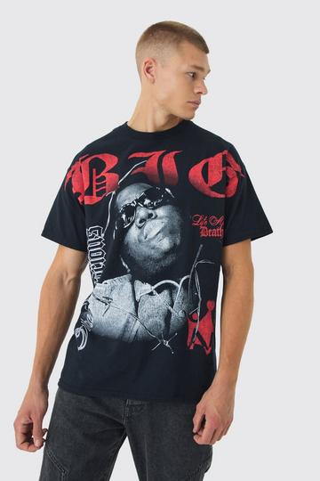 Oversized Biggie Over Seams License Print T-Shirt black