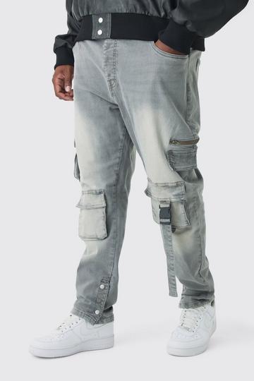 Plus Stretch Cargo Skinny Jeans Met Zakken grey