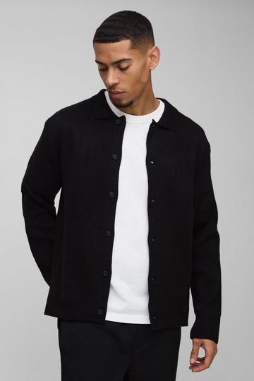 Black Regular Fit Knitted Shirt