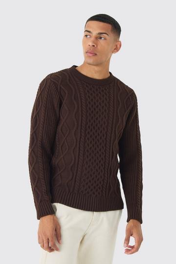 Regular Cable Knit Jumper chocolate