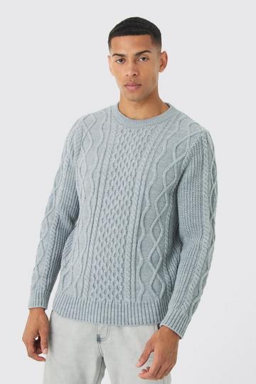 Grey Regular Cable Knit Jumper