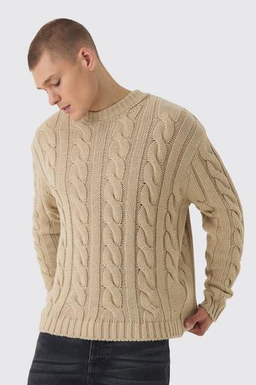 Oversized Cable Knit Jumper sand