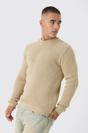 Regular Fit Rib Knit Jumper sand