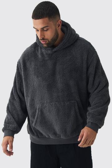 Plus Borg Oversized Hoodie charcoal