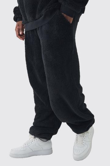 Plus Oversized Nepwollen Joggingbroek black