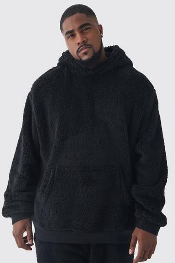 Plus Borg Oversized Hoodie black