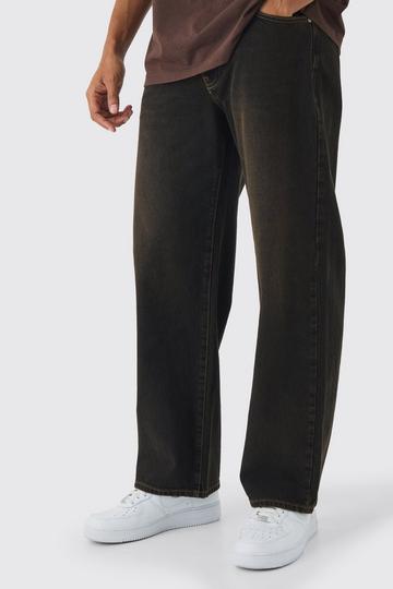 Brown Relaxed Fit Washed Tinted Jeans