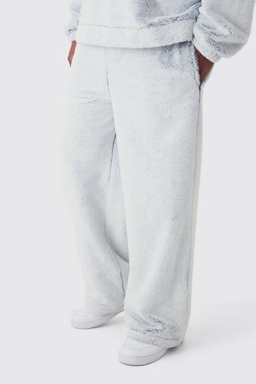 Plus Wide Leg Fluffy Two Tone Joggers grey