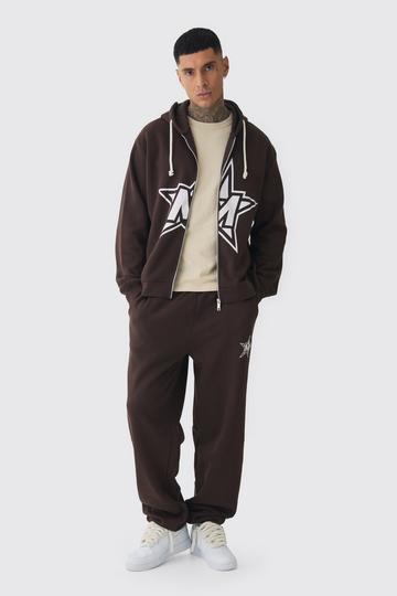 Tall Oversized Boxy Official Hoodie & Relaxed Jogger Tracksuit chocolate