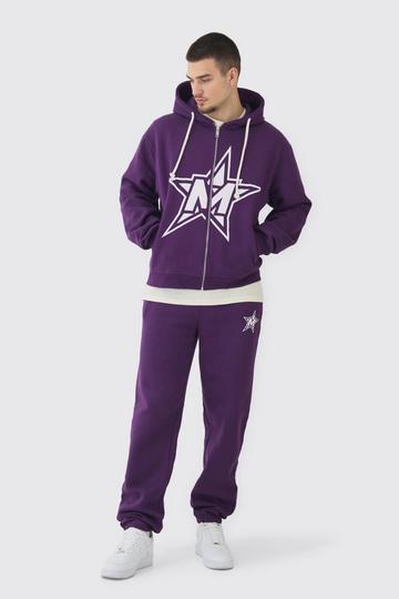 Tall Oversized Boxy Official Hoodie En Baggy Trainingspak Met Joggingbroek purple