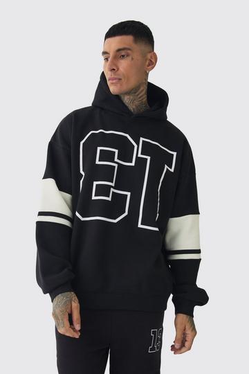 Tall Oversized 13 Varsity Print Hoodie black