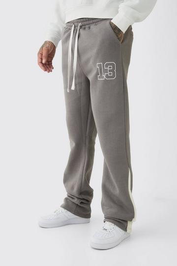 Tall Flared Slim Fit Varsity Joggingbroek Met Gusset Detail grey