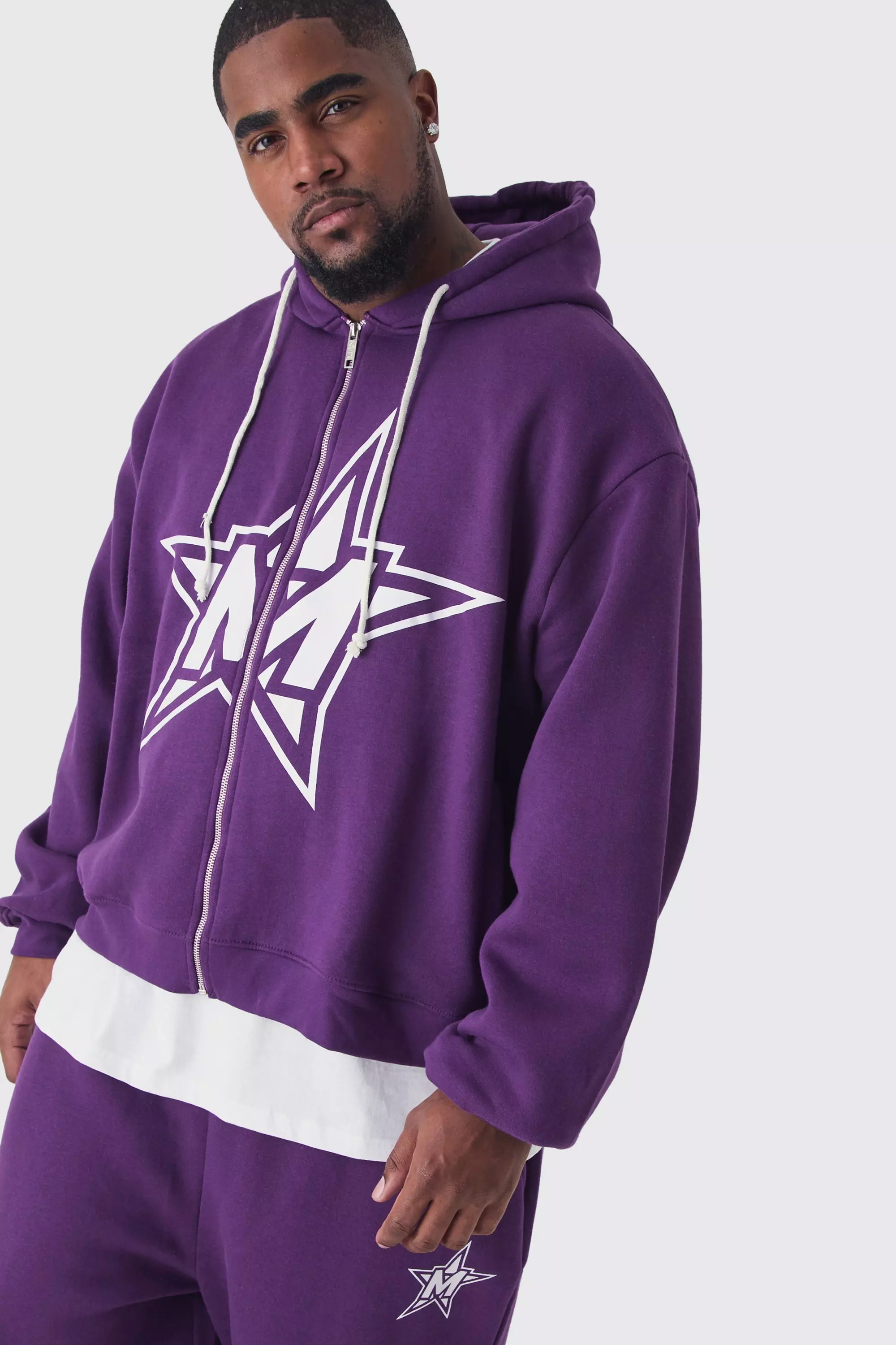 Purple Plus Oversized Boxy Official Hoodie & Relaxed Jogger Tracksuit صورة بديلة