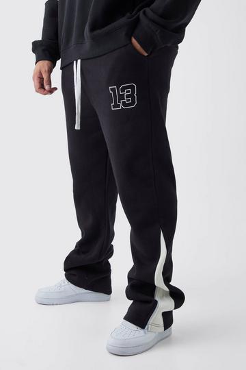 Plus Slim Flared Varsity Gusset Jogger black