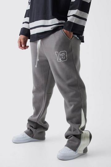 Plus Slim Flared Varsity Gusset Jogger grey