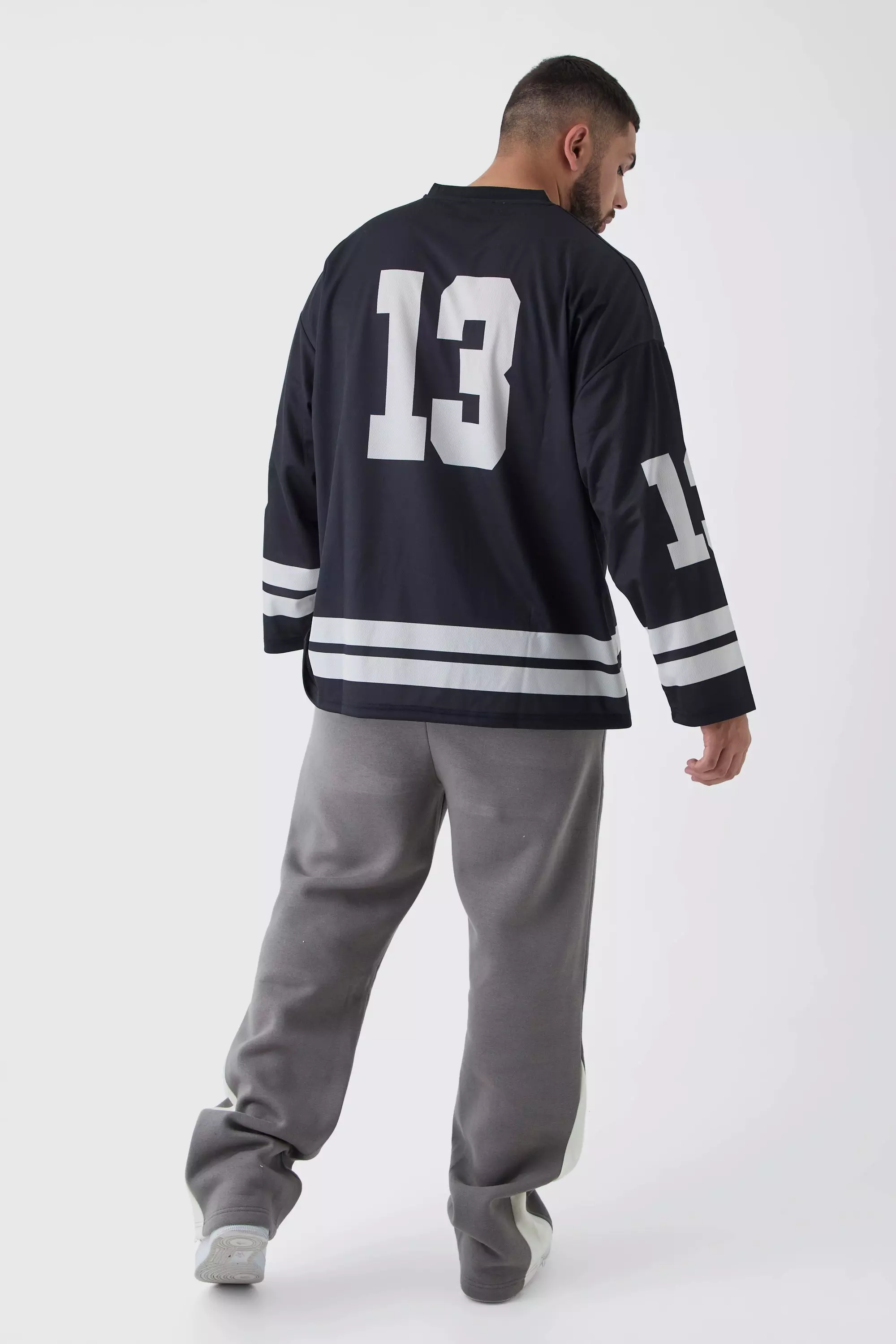 Grey Plus Slim Flared Varsity Gusset Jogger alternative image