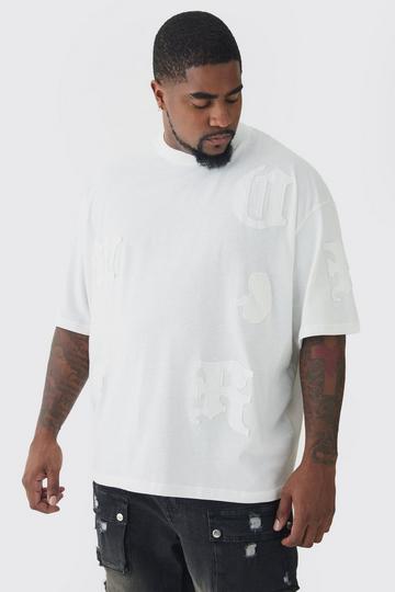 Plus Oversized Boxy Paisley Applique T-Shirt white