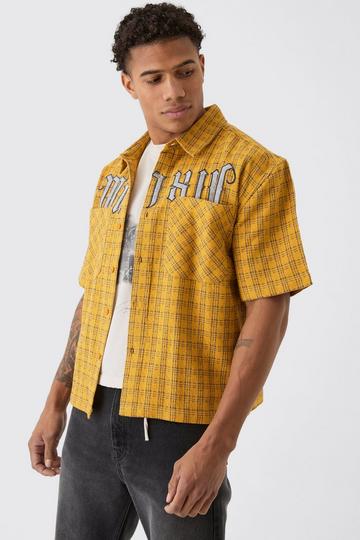 Oversized Small Check Double Pocket Boxy Shirt yellow