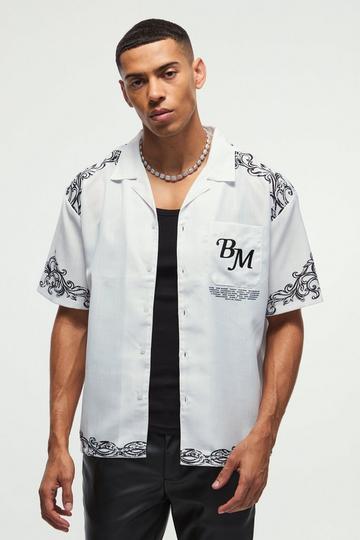 White Oversized Back Printed Revere Shirt