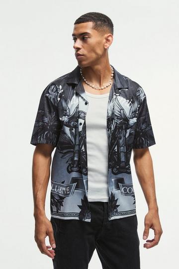 Black Oversized Satin Exclusive Collection Revere Shirt