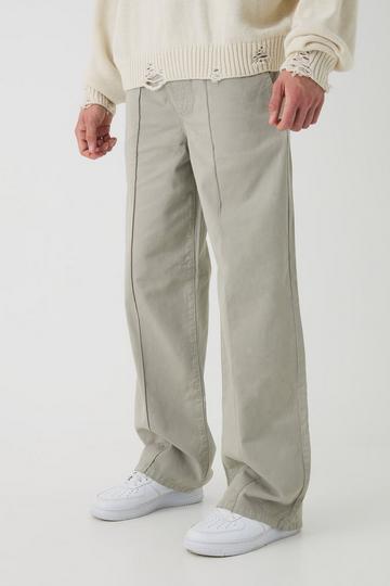 Elasticated Waist Wide Leg Pintuck Chino Trousers light khaki